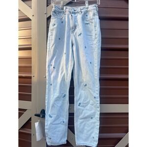 American Eagle Outfitters Womens Jeans Light Wash Embroidered Size 4 Long